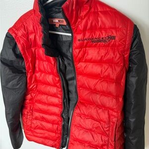 Sundance Film Festival 2013 Kenneth Cole Vibrant Red and Black Puffer Jacket